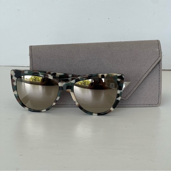 PRISM Italy Mirror Gray Lenses Cat Eye Camouflage Frame Acetate Sunglasses - Picture 2 of 13